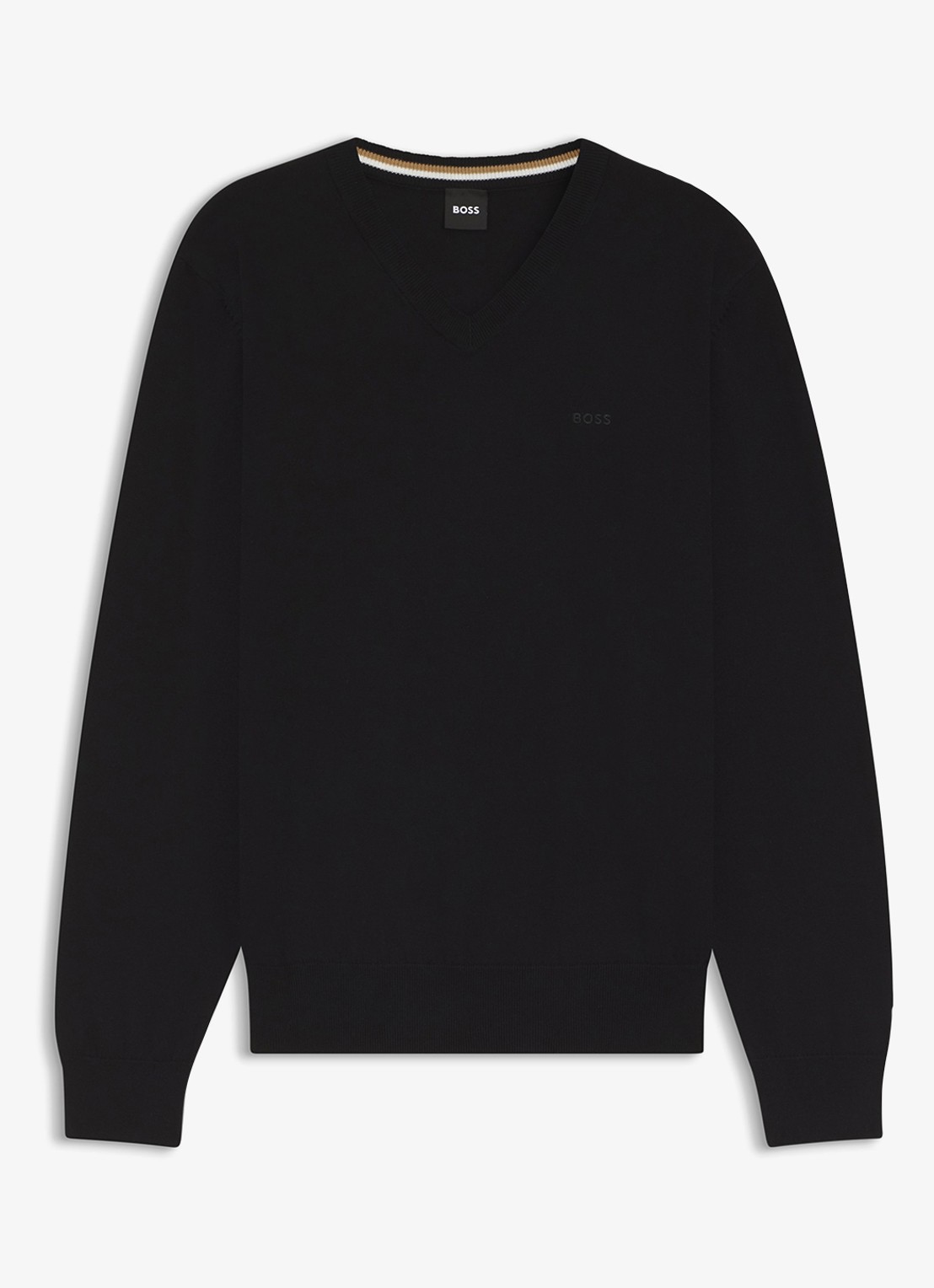 BOSS Fijngebreide pullover met logo - voorkant black-001 / zwart