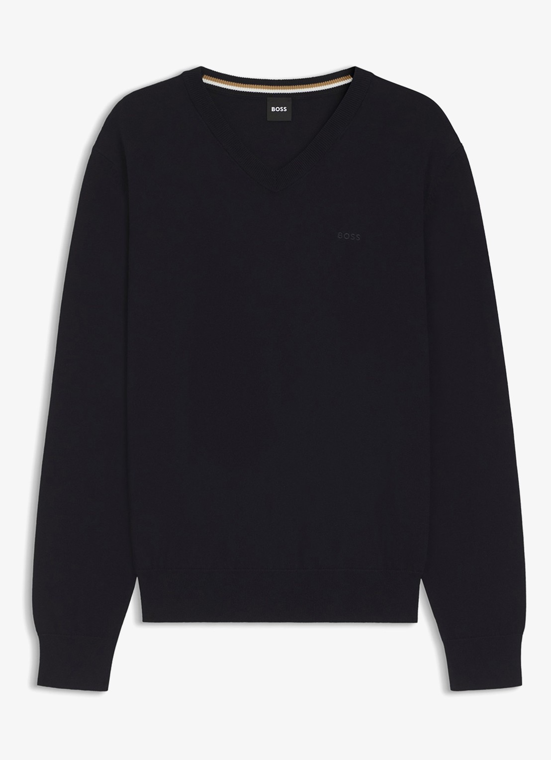 BOSS Fijngebreide pullover met logo - voorkant dark blue-404 / blauw