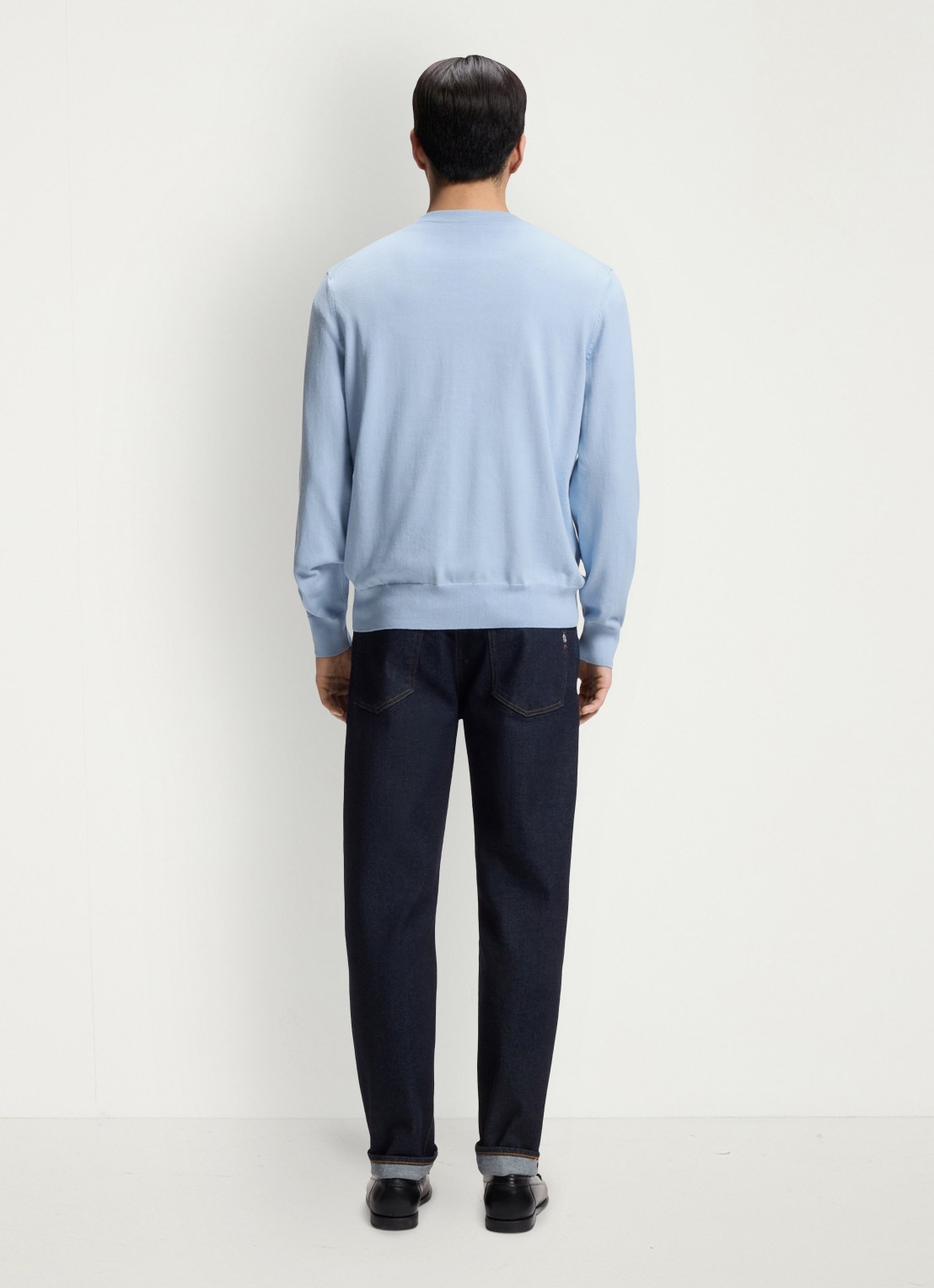BOSS Fijngebreide pullover met logo - achterkant lichtblauw