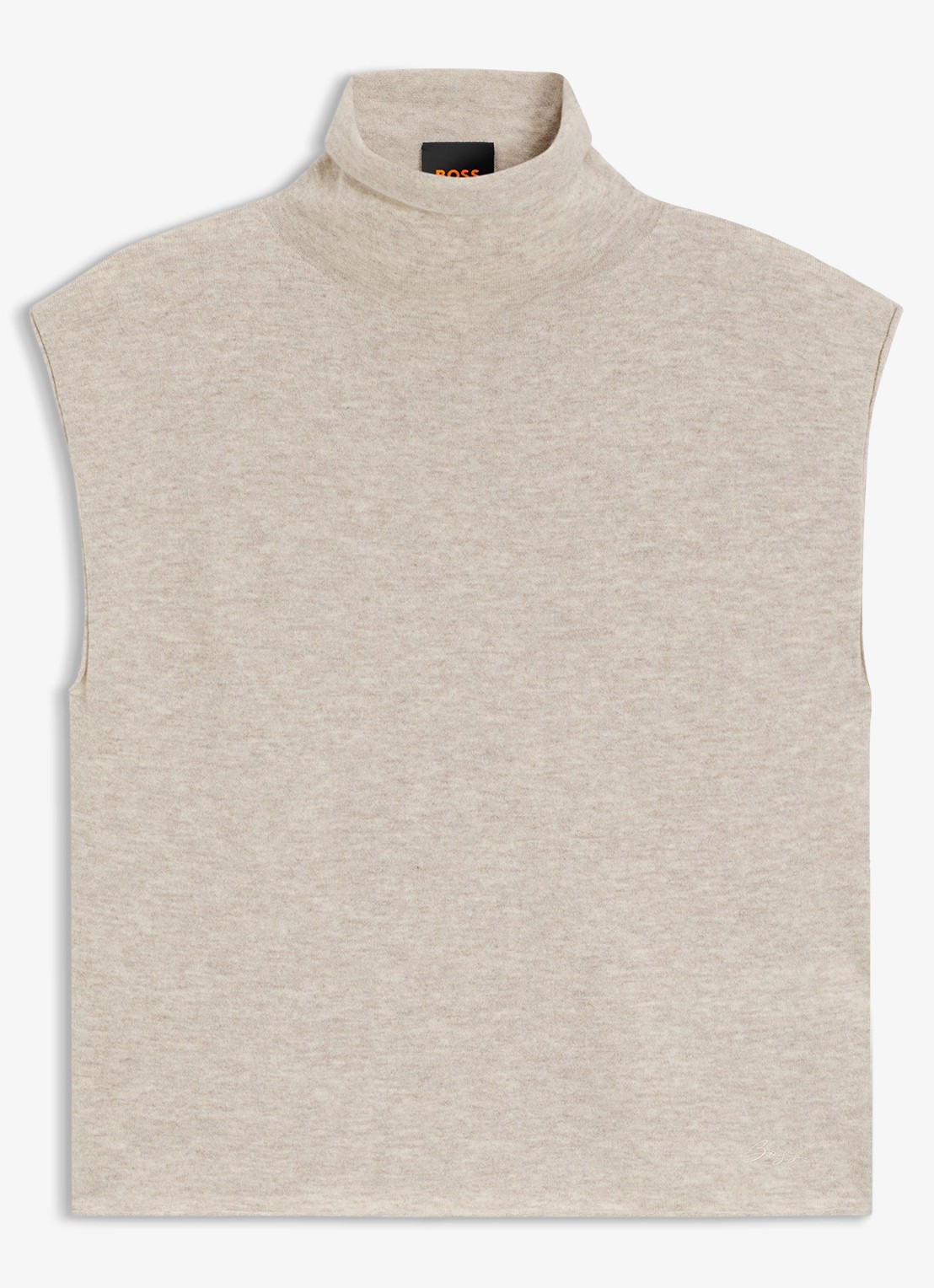 BOSS Fijngebreide spencer met gemêleerd dessin - voorkant dark beige-256 / beige
