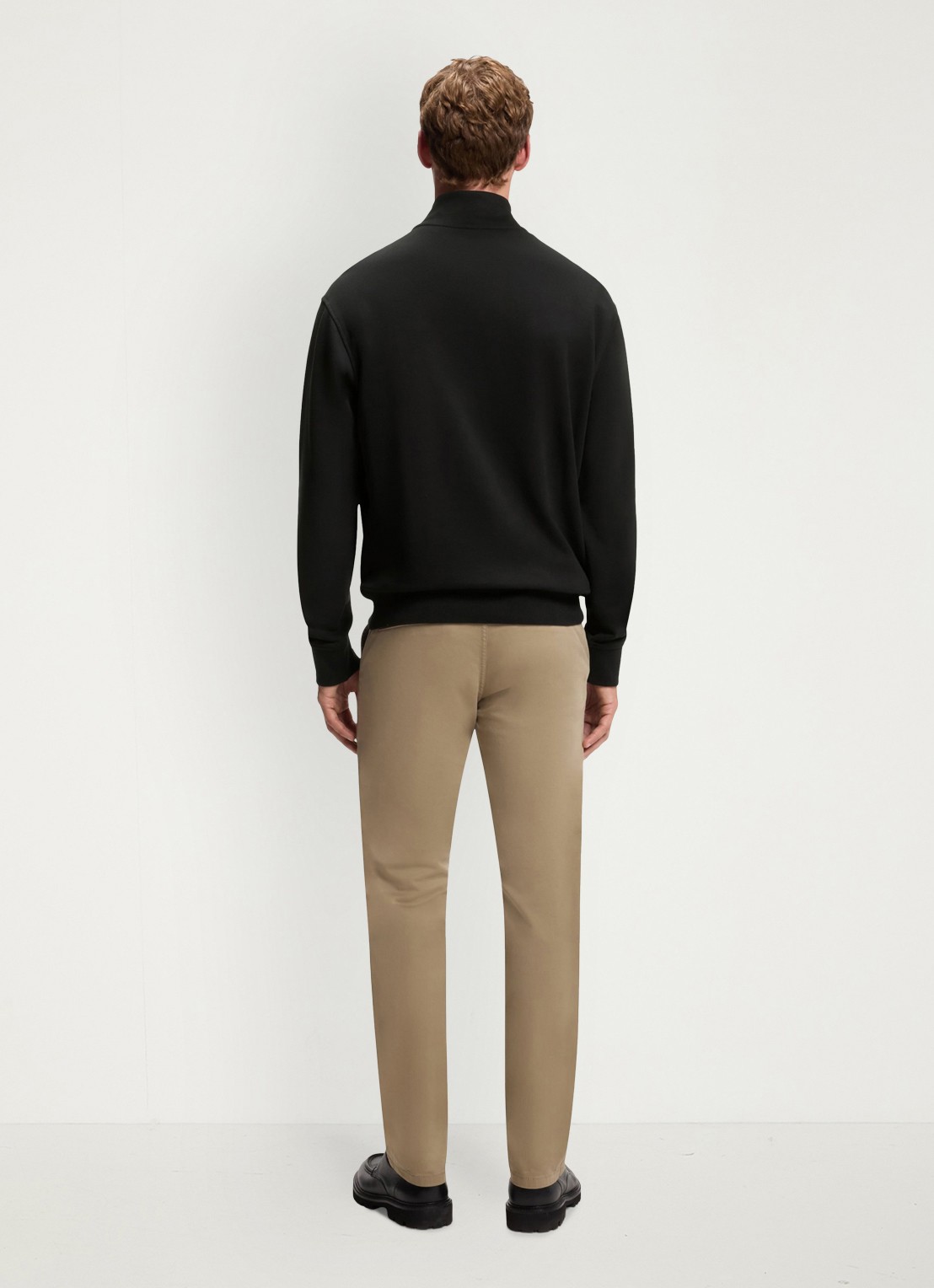 BOSS Fijngebreide sweater met halve rits - achterkant 3 zwart