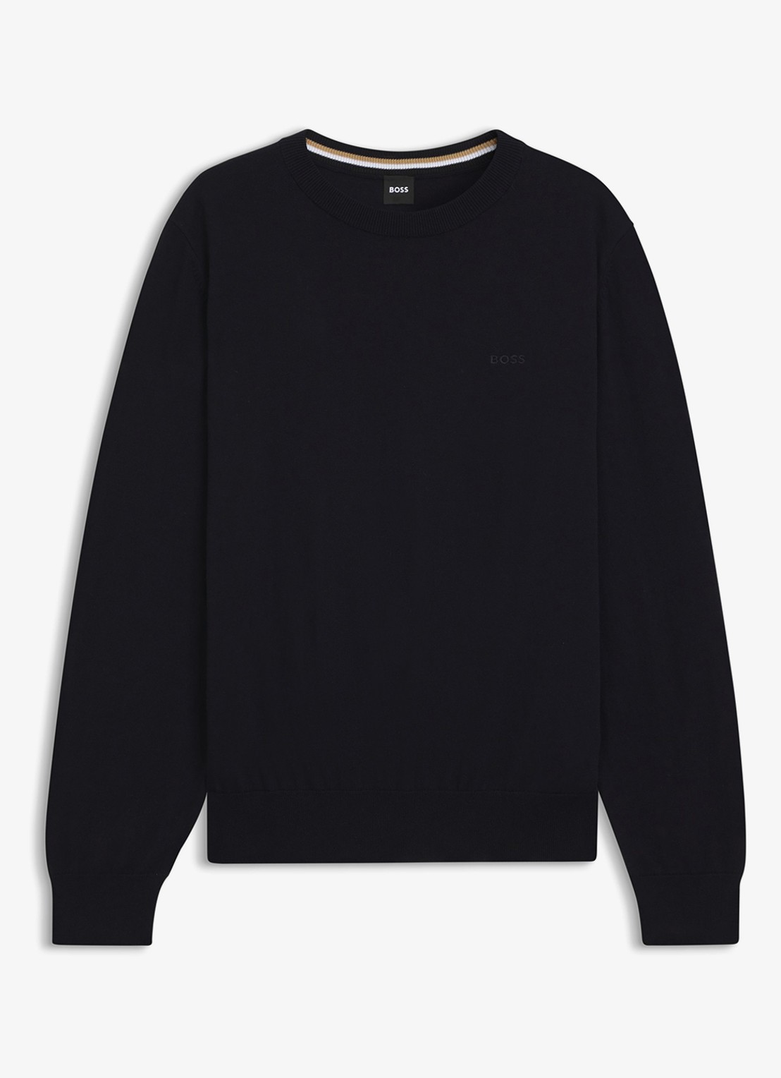 BOSS Fijngebreide trui met logo - voorkant black-001 / zwart