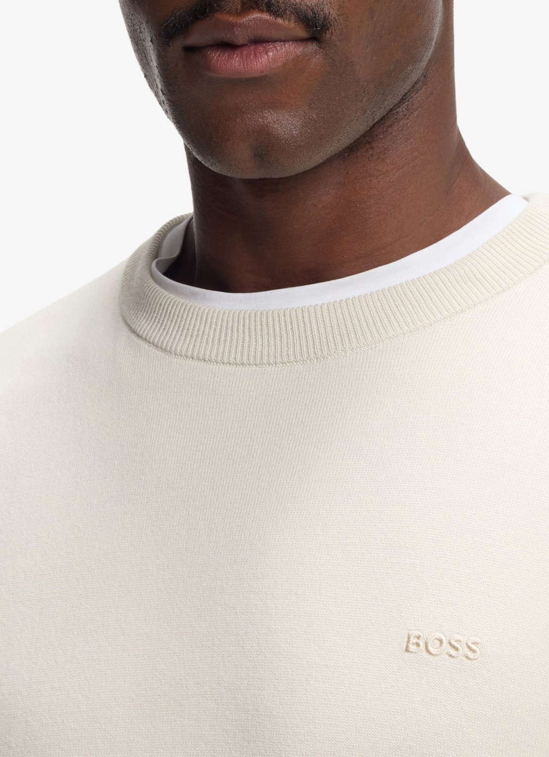 BOSS Fijngebreide trui met logo - detail 4 open white-131 / wit