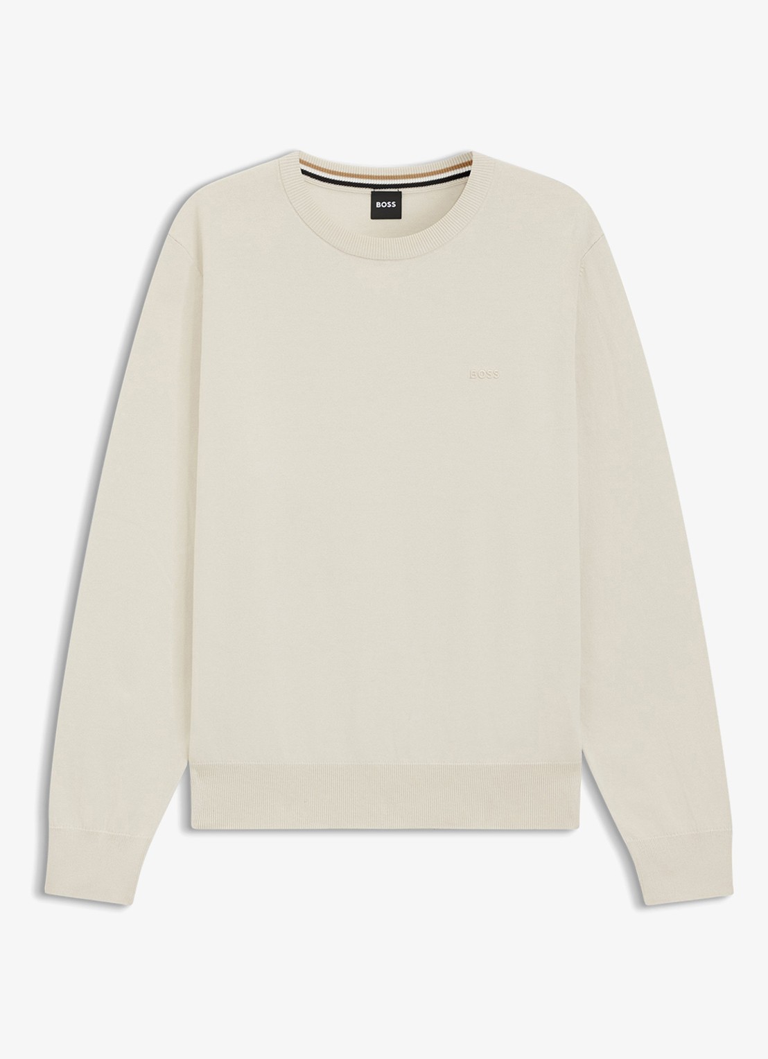 BOSS Fijngebreide trui met logo - voorkant open white-131 / wit