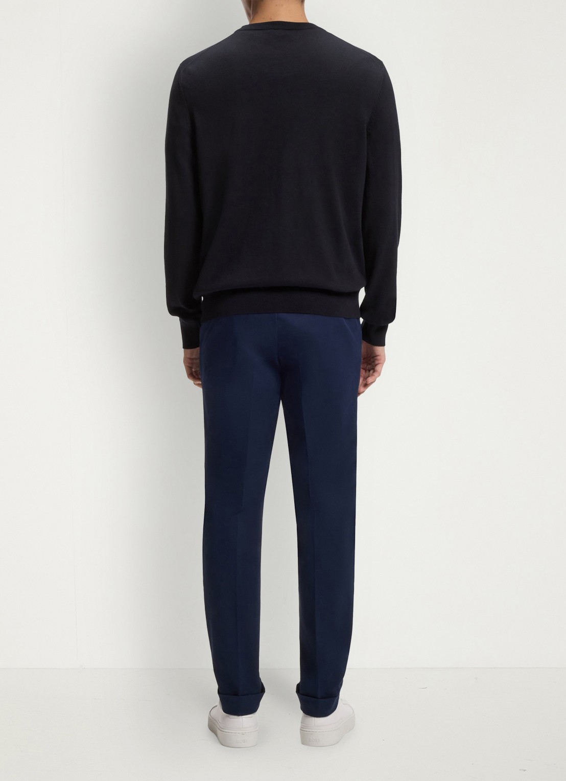 BOSS Fijngebreide trui met logo - achterkant 3 dark blue-404 / blauw