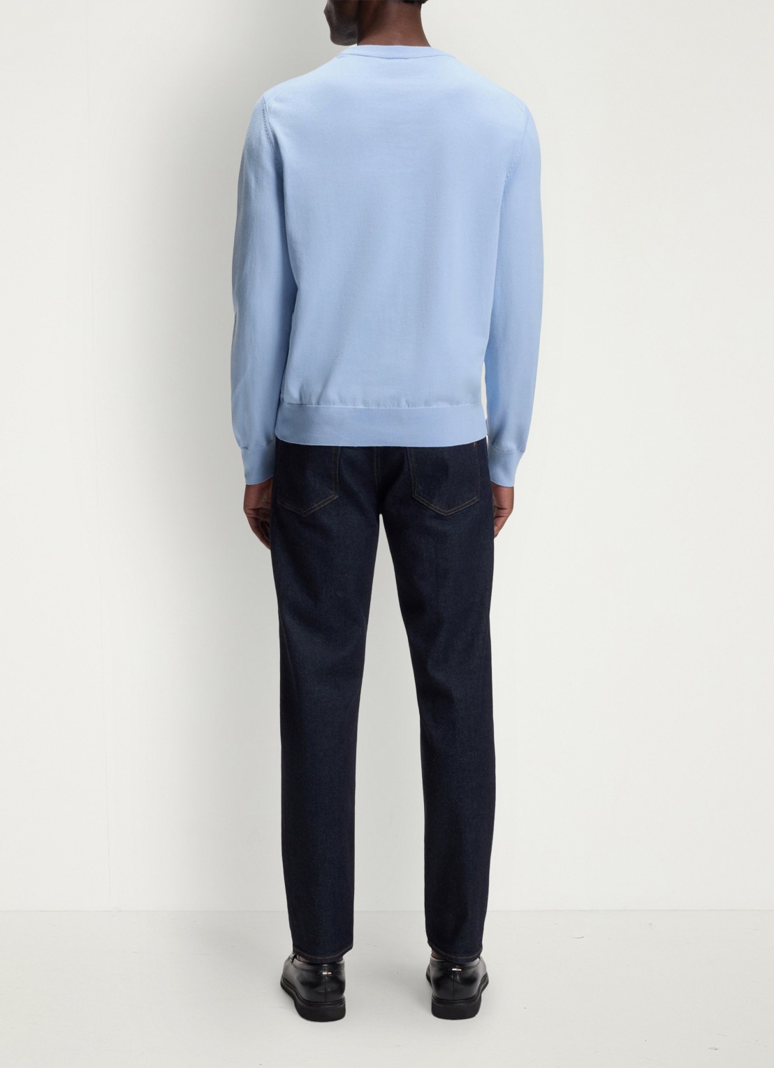 BOSS Fijngebreide trui met logo - achterkant 5 light/pastel blue-450 / blauw
