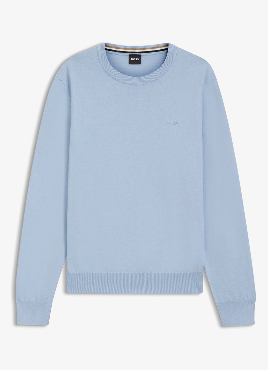 BOSS Fijngebreide trui met logo - voorkant light/pastel blue-450 / blauw