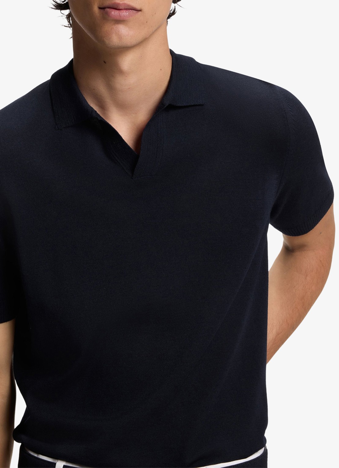 BOSS Fijngebreide trui met polokraag - detail 2 donkerblauw