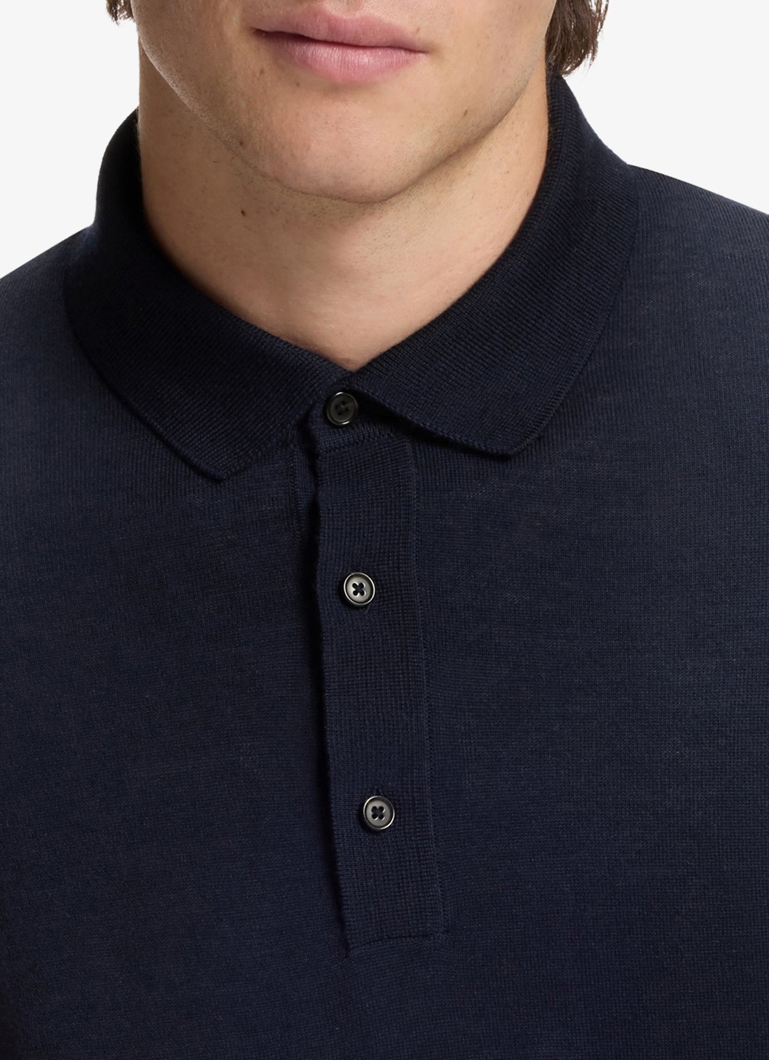 BOSS Fijngebreide trui met polokraag - detail 2 donkerblauw