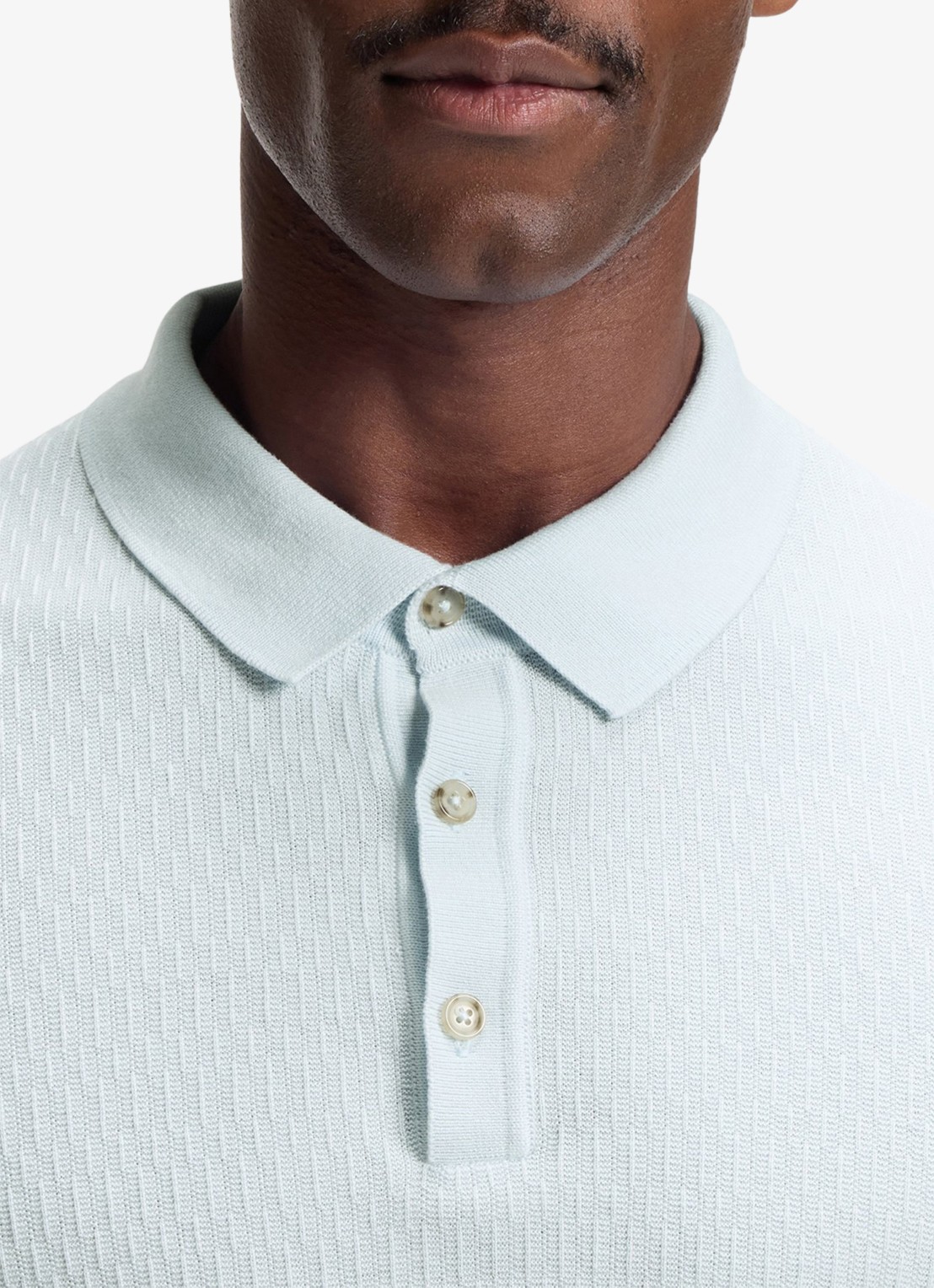 BOSS Fijngebreide trui met polokraag - detail 5 lichtblauw