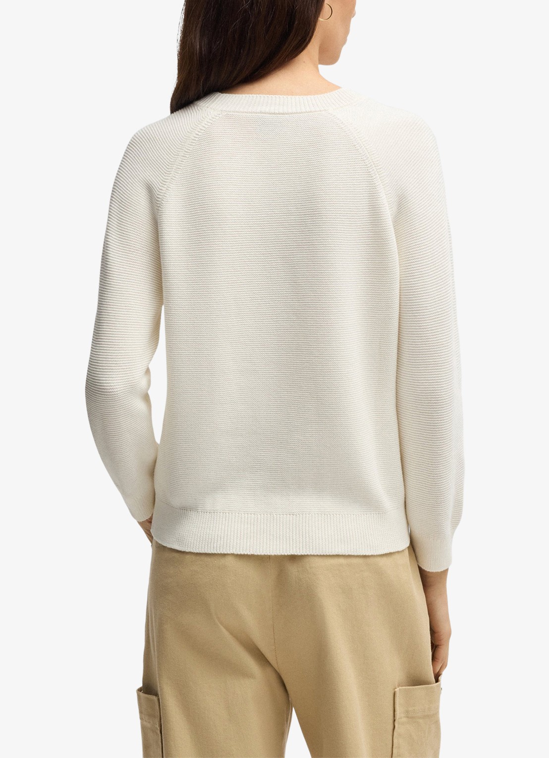 BOSS Fovila fijngebreide pullover met ronde hals - achterkant 4 gebroken wit