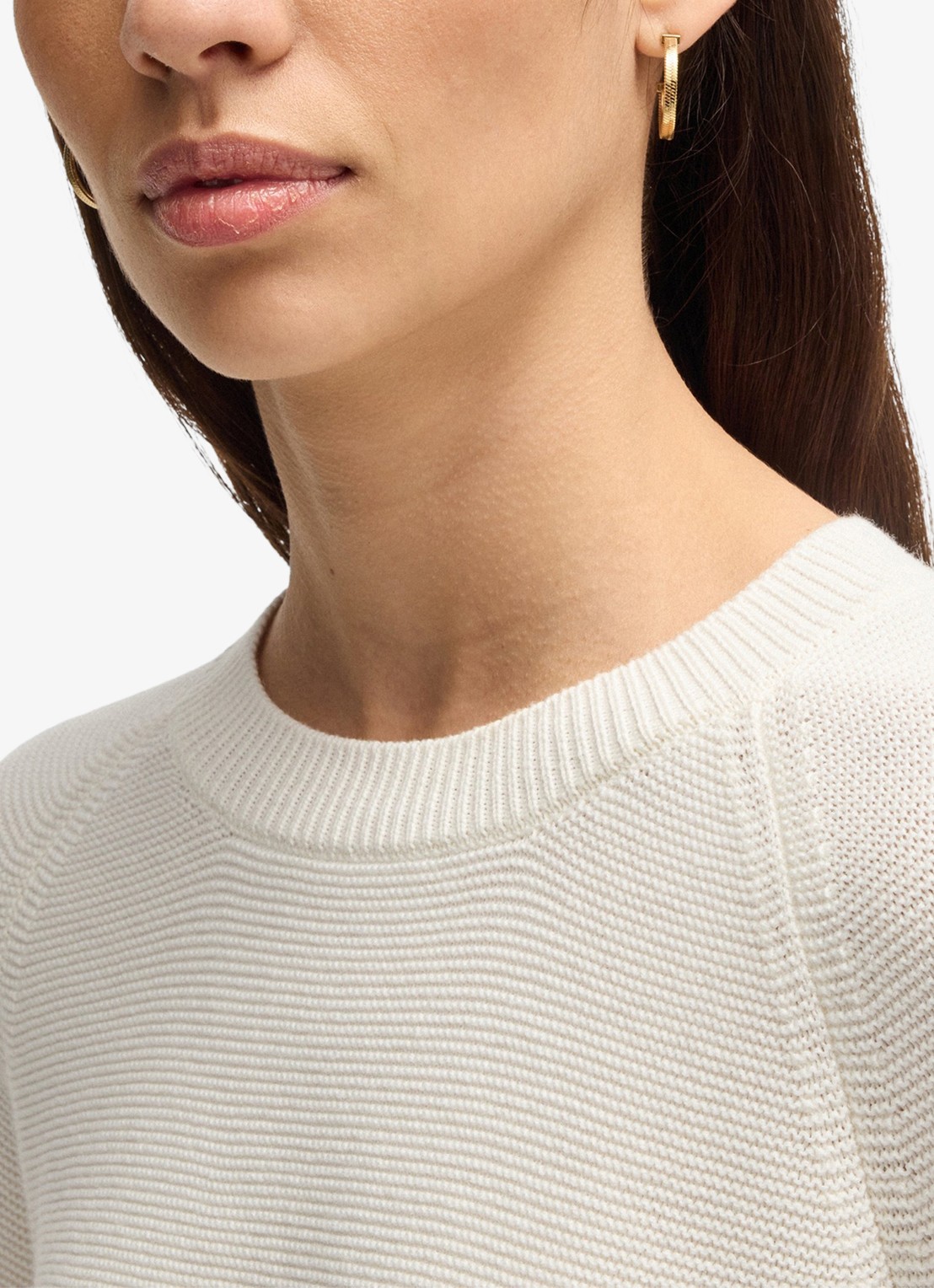 BOSS Fovila fijngebreide pullover met ronde hals - detail 2 gebroken wit