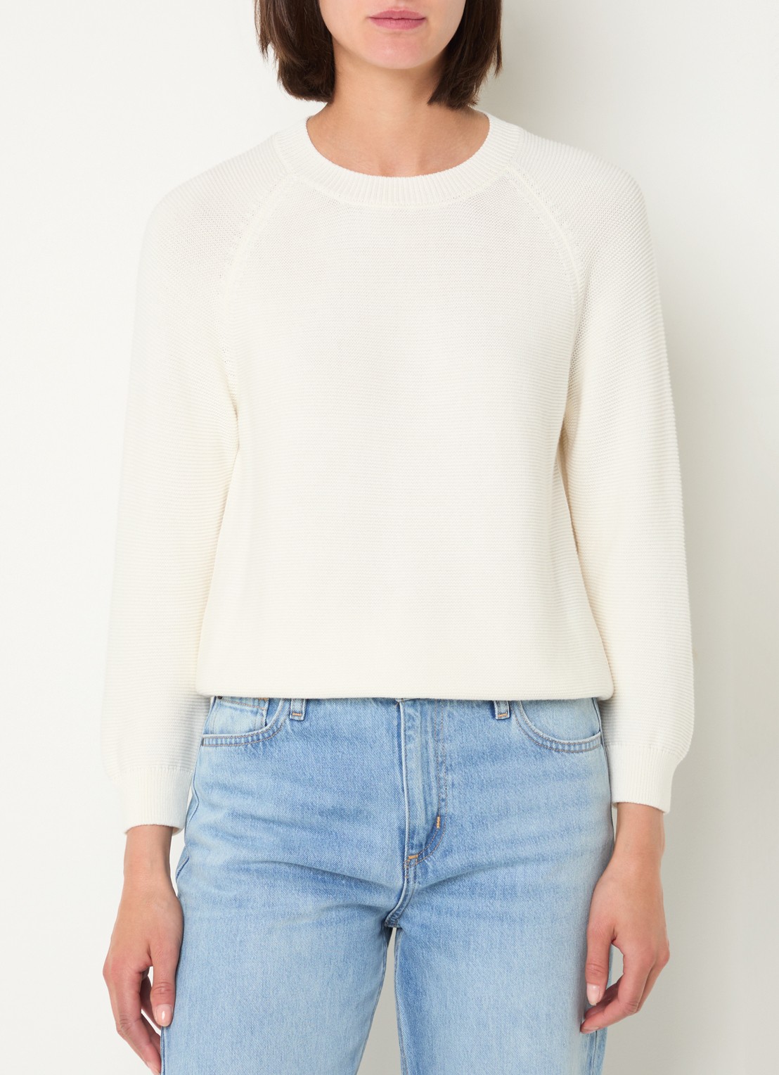 BOSS Fovila fijngebreide pullover met ronde hals - detail 3 gebroken wit