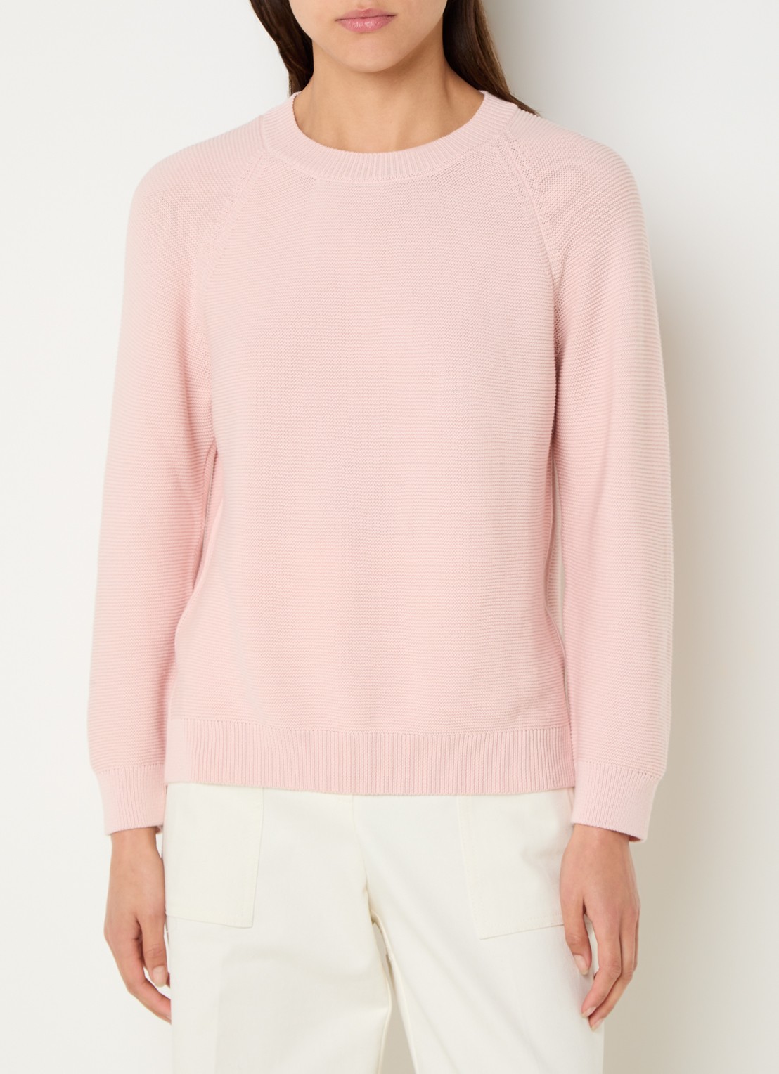 BOSS Fovila fijngebreide pullover met ronde hals - detail paars