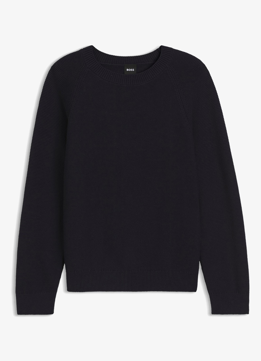 BOSS Fovila fijngebreide pullover met ronde hals - voorkant 3 donkerblauw