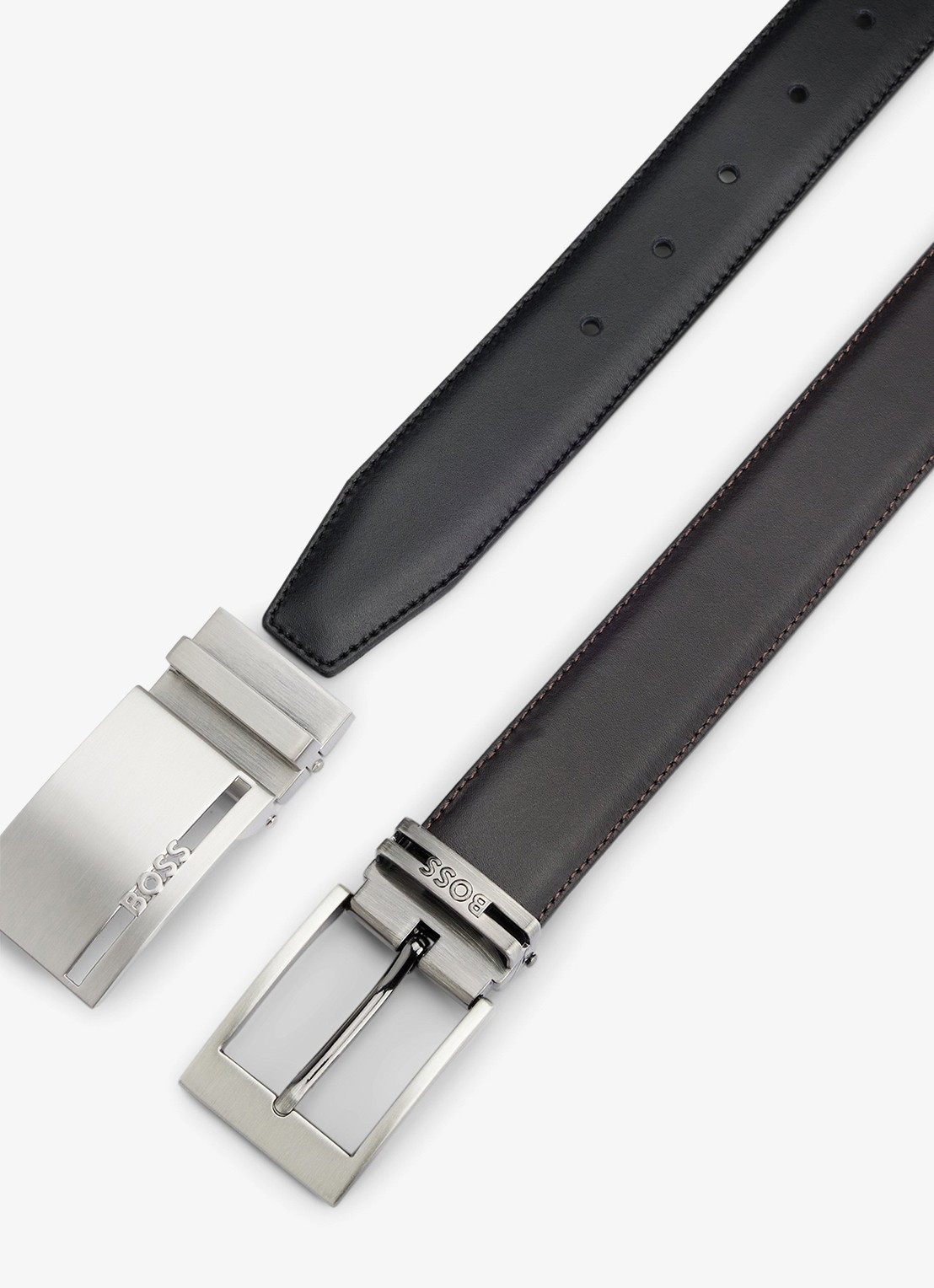BOSS Galliz reversible riem van leer - detail 3 zwart