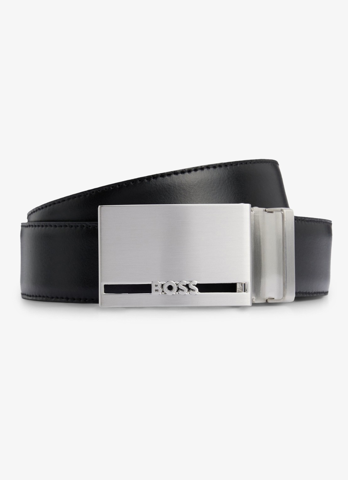 BOSS Galliz reversible riem van leer - voorkant zwart