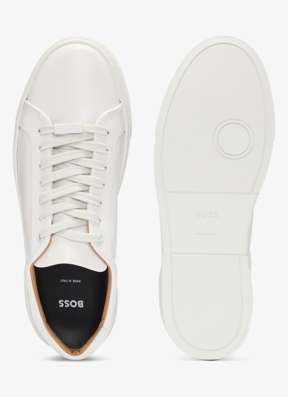 BOSS Gary sneaker van leer  - detail 5 gebroken wit