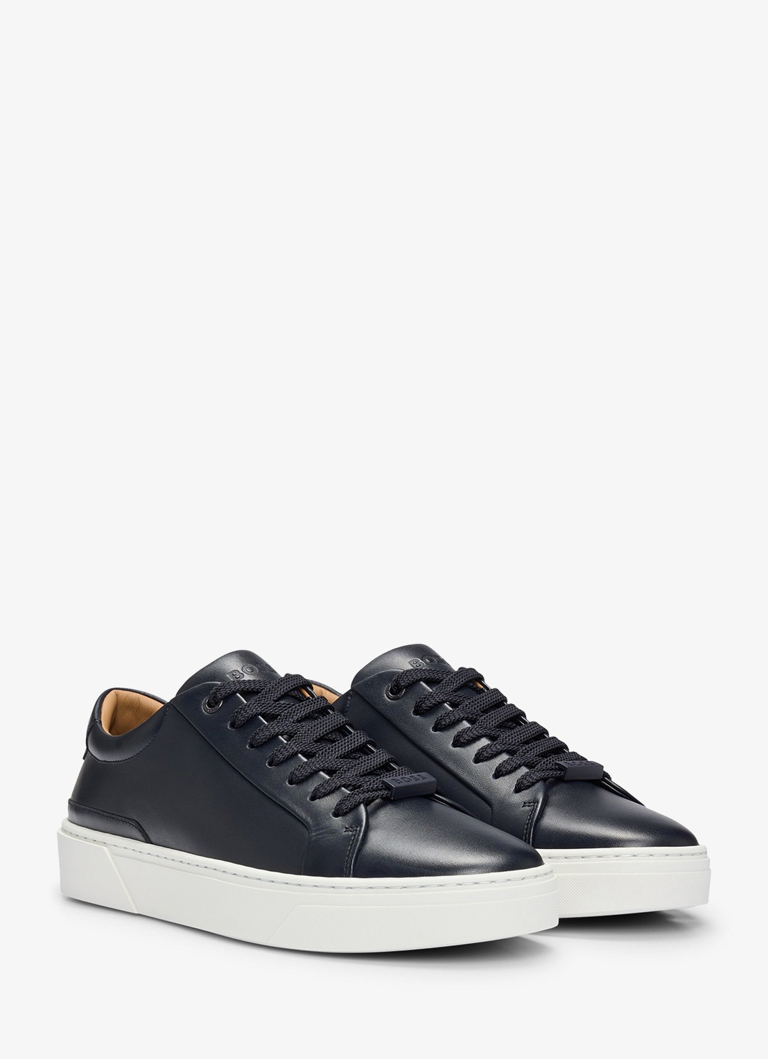 BOSS Gary sneaker van leer  - detail donkerblauw