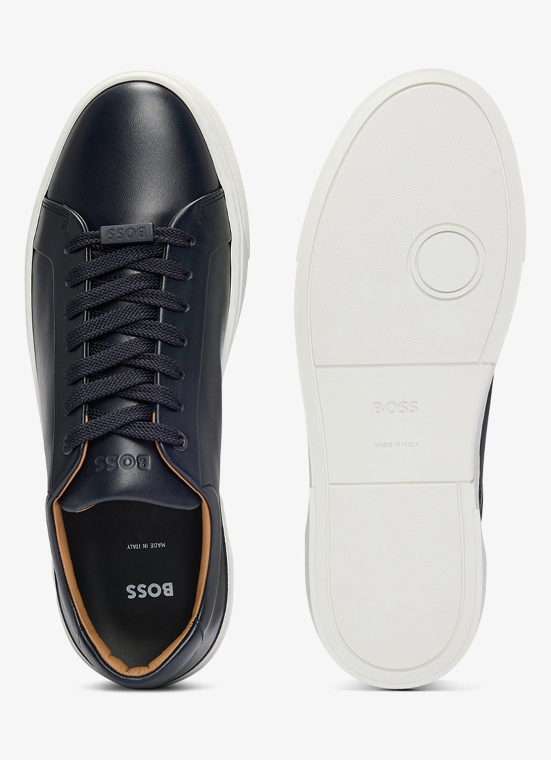 BOSS Gary sneaker van leer  - detail 2 donkerblauw
