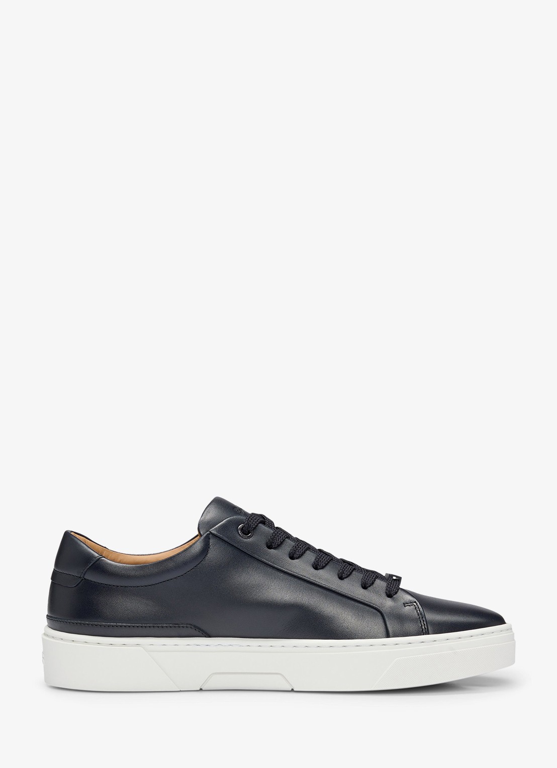 BOSS Gary sneaker van leer  - voorkant 4 donkerblauw
