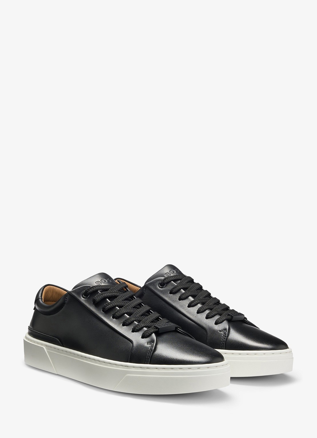BOSS Gary sneaker van leer  - detail zwart