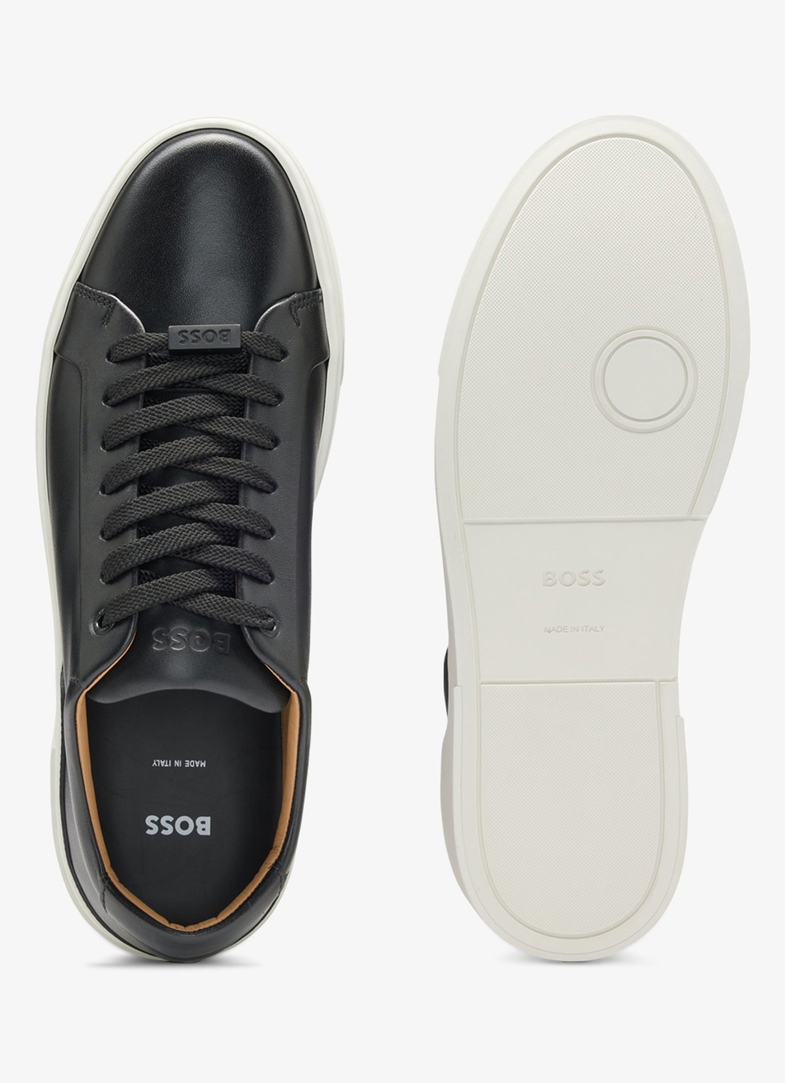 BOSS Gary sneaker van leer  - detail 2 zwart