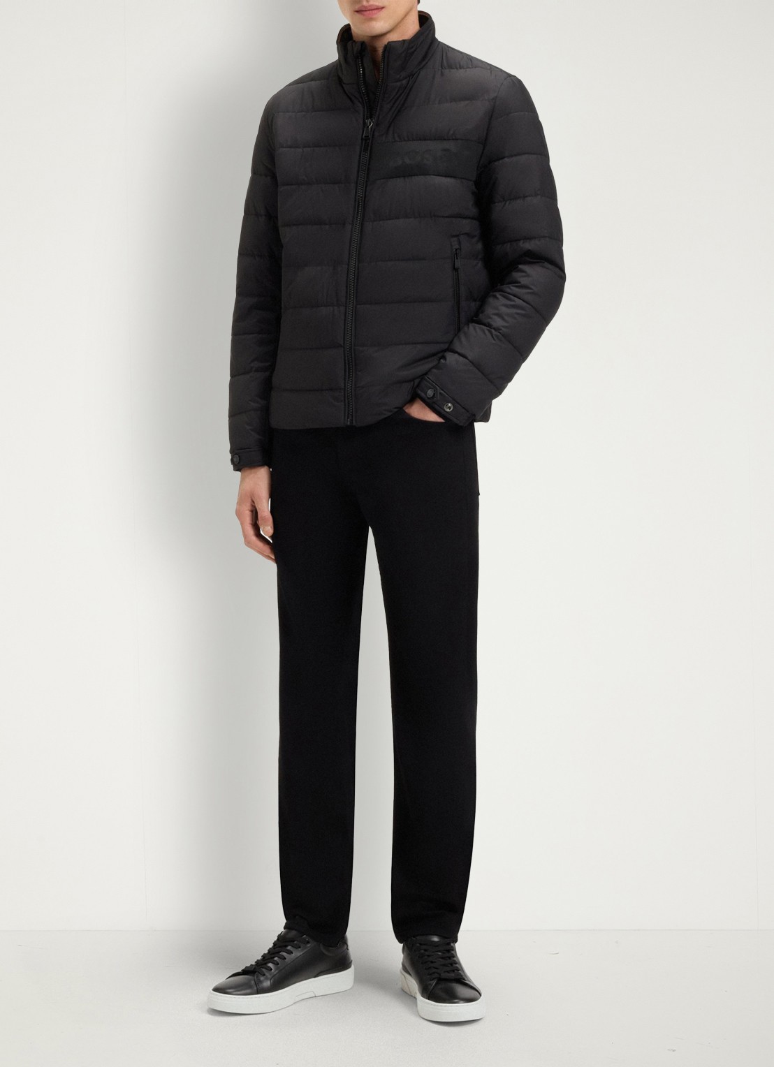 BOSS Gary sneaker van leer  - voorkant 5 zwart