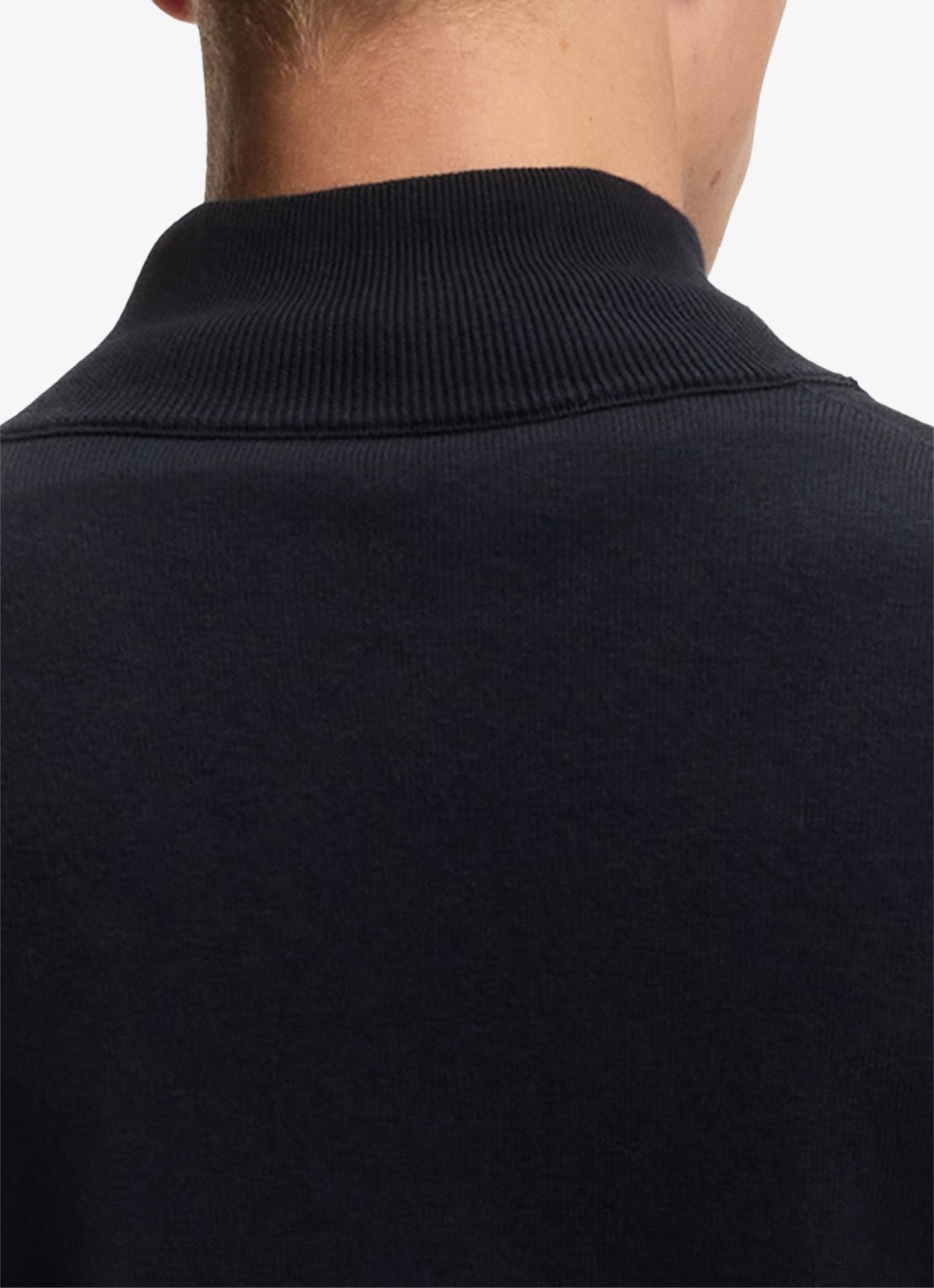 BOSS Gebreid jack van katoen en kasjmier met logopatch - detail 6 donkerblauw
