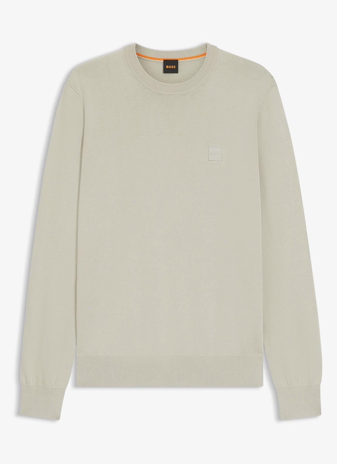 BOSS Gebreide trui van katoen en kasjmier met logolabel - voorkant 4 light beige-271 / beige