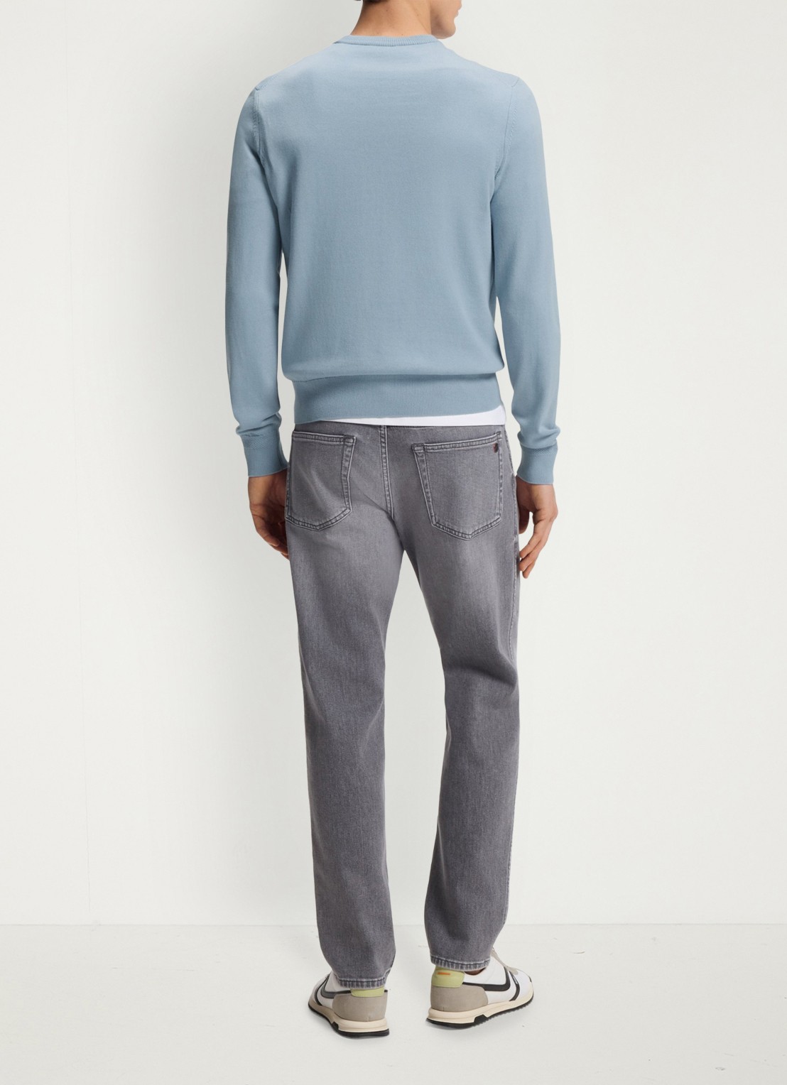 BOSS Gebreide trui van katoen en kasjmier met logolabel - achterkant 5 light/pastel blue-458 / lichtblauw