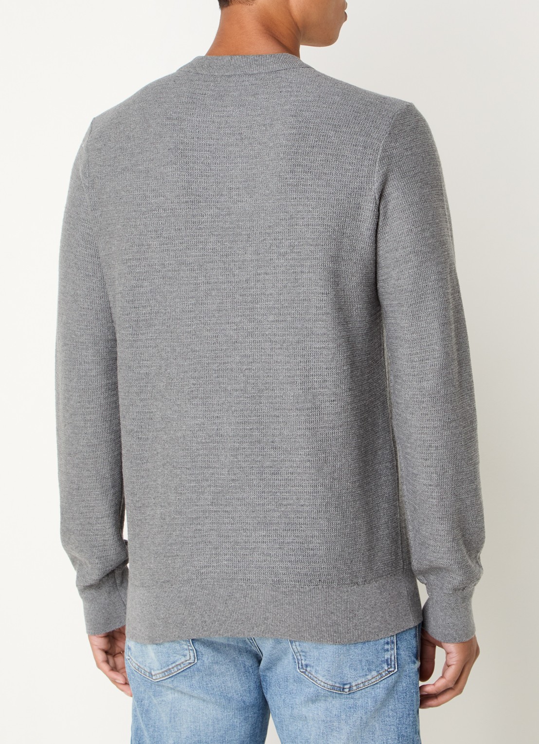 BOSS Gestructureerde met logopatch van katoen en kasjmier - achterkant 4 light /pastel grey-051 / grijs
