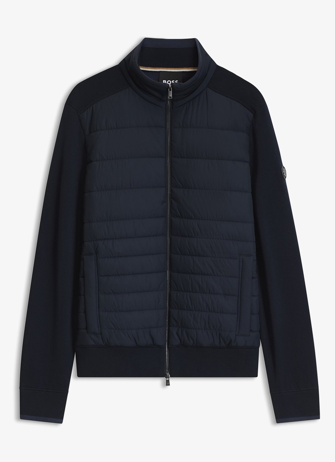 BOSS Gewatteerd jack in wolblend - voorkant 5 donkerblauw