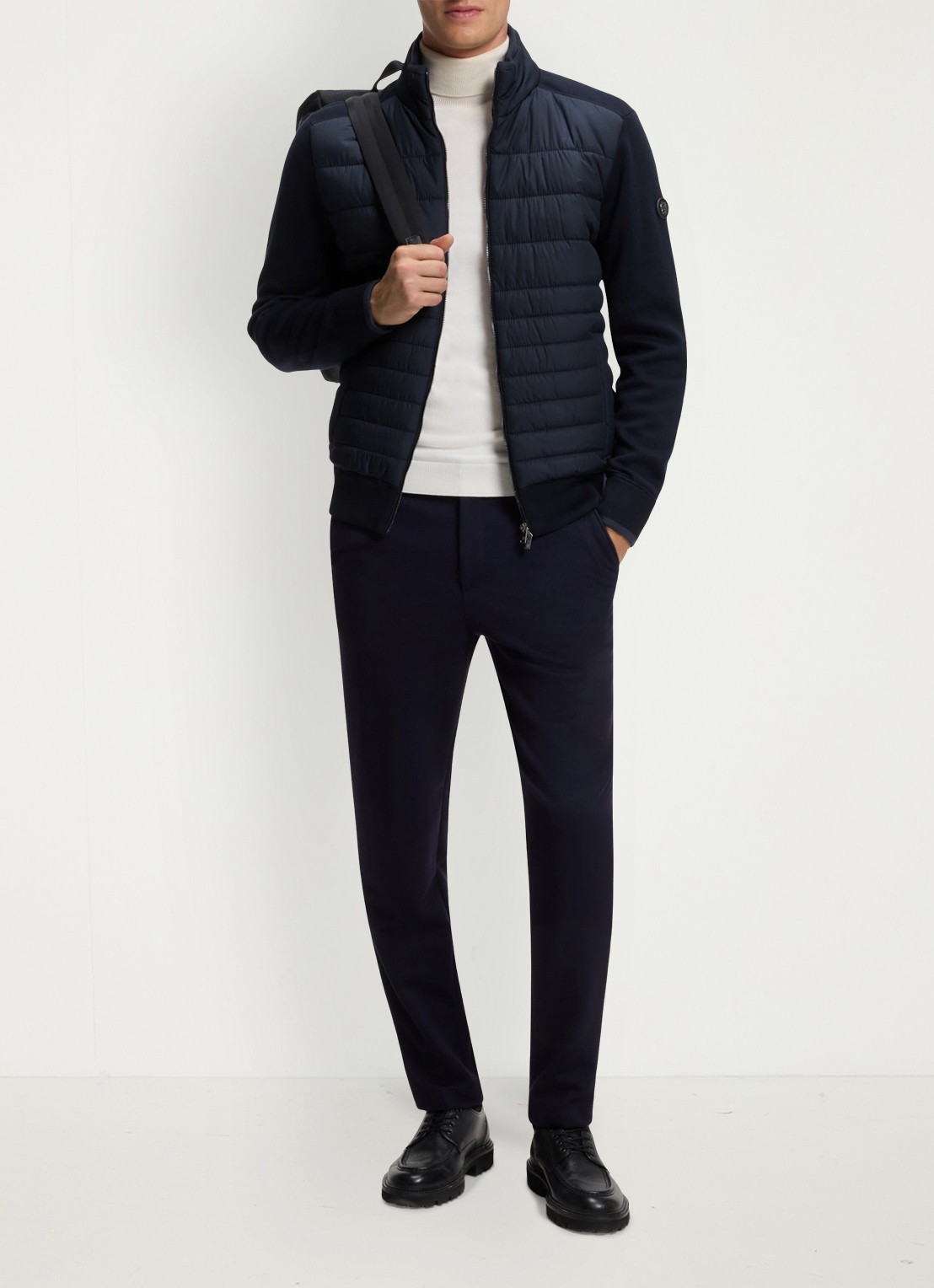 BOSS Gewatteerd jack in wolblend - voorkant 6 donkerblauw