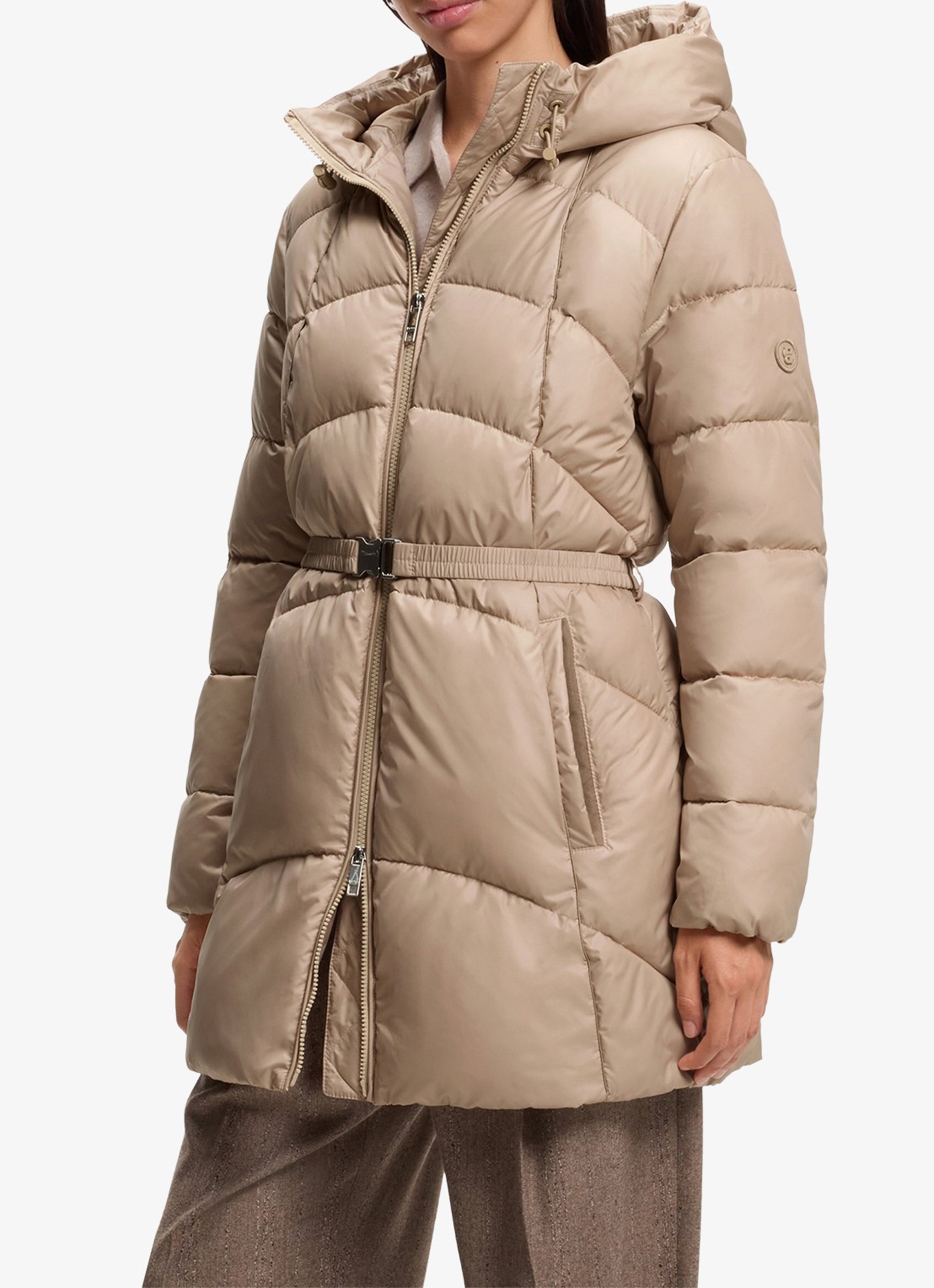BOSS Gewatteerde parka met capuchon en afneembare riem - detail 2 beige