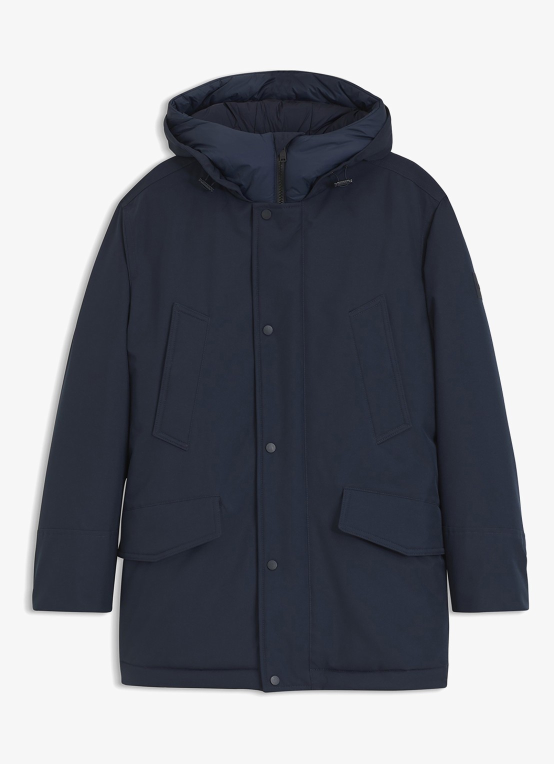 BOSS Gewatteerde parka met steekzakken - voorkant donkerblauw