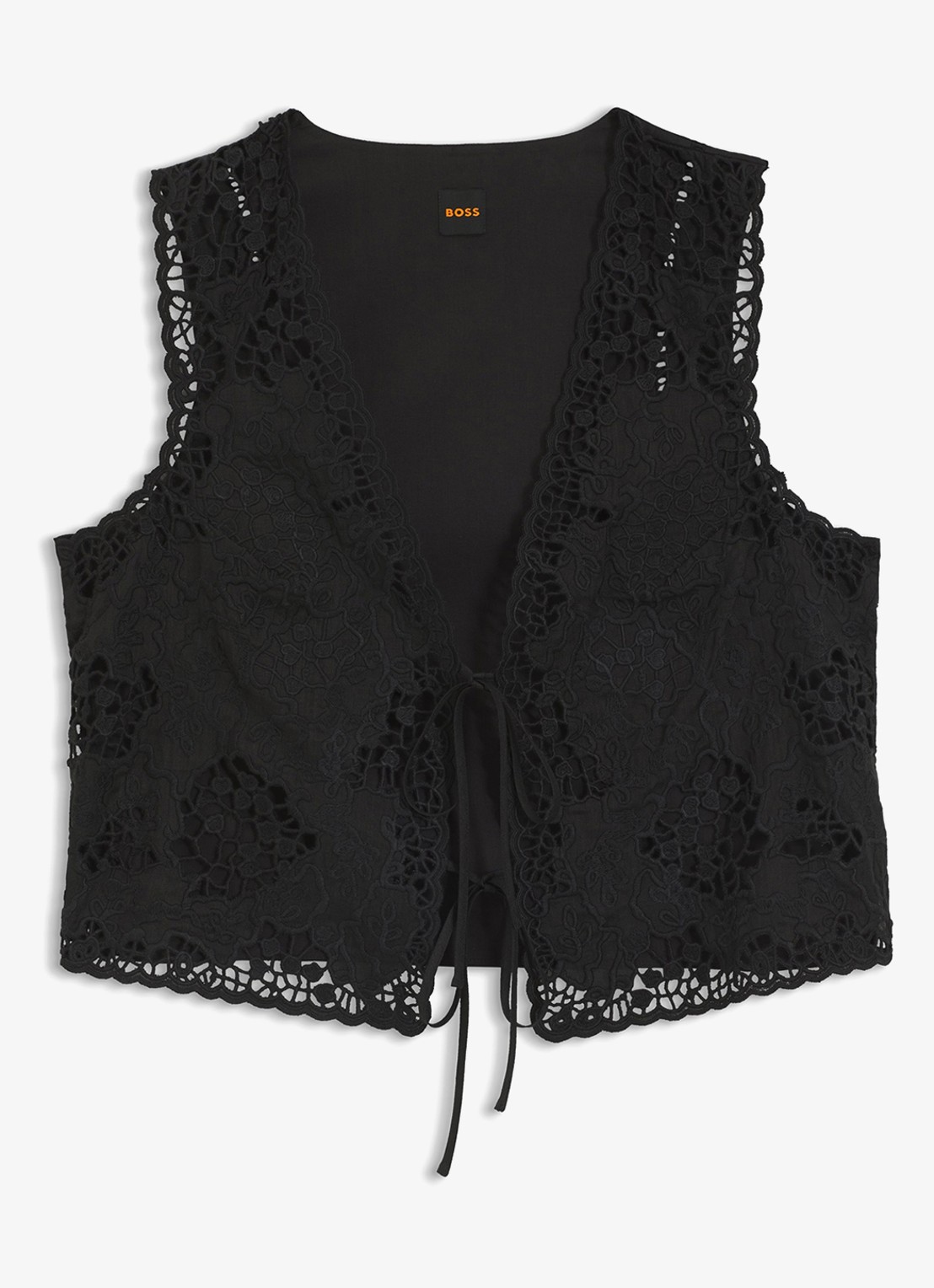 BOSS Gilet met borduring - voorkant black-001 / zwart