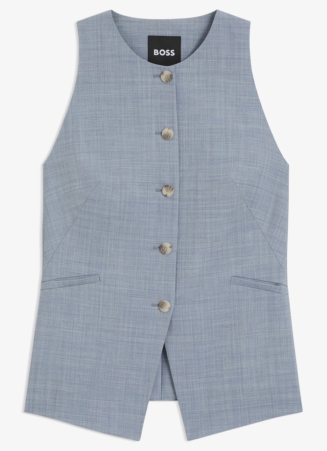 BOSS Gilet met paspelzakken - voorkant 2 blauwgrijs