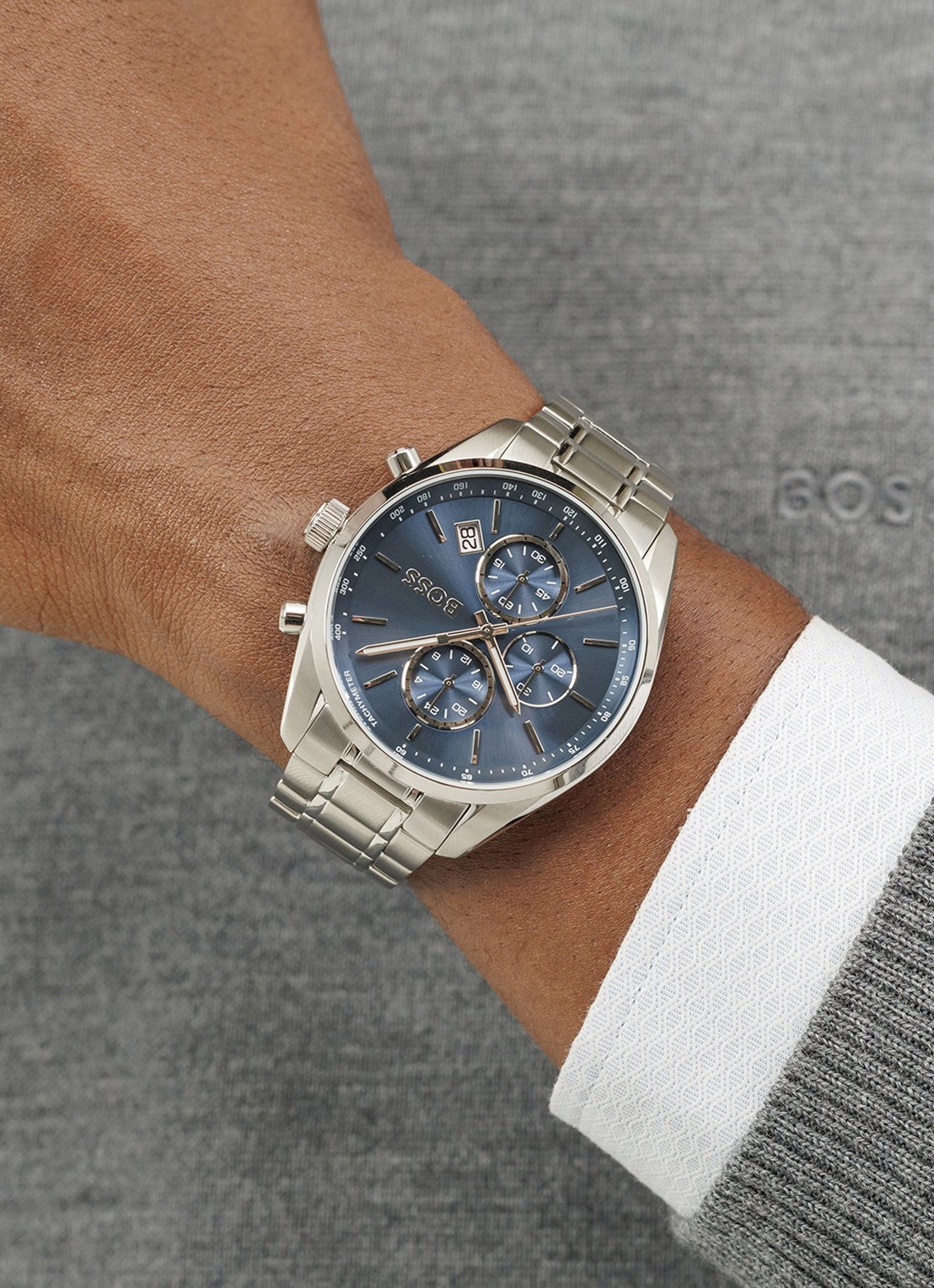BOSS Grand Prix horloge HB1514226  - voorkant 4 zilver