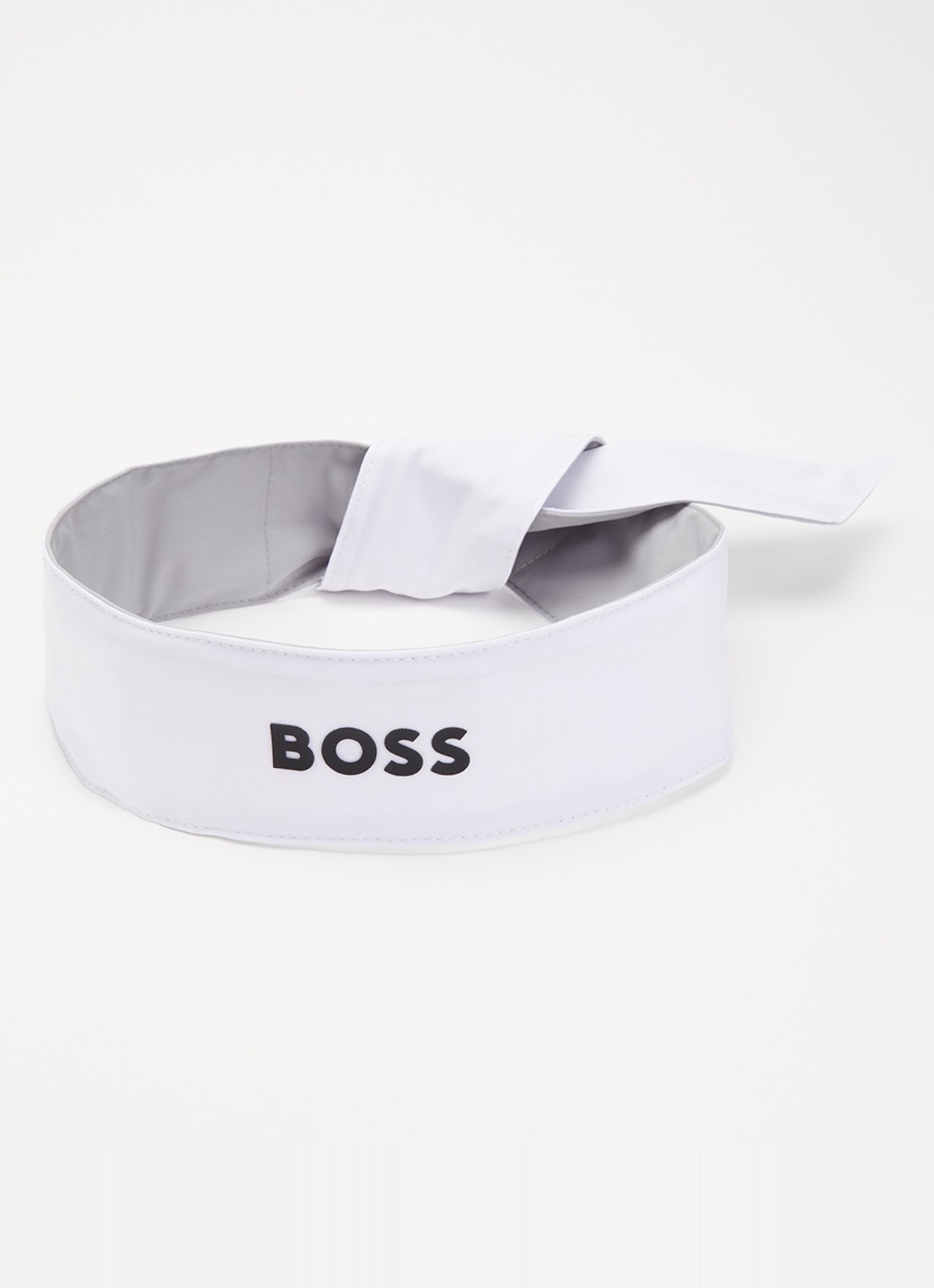 BOSS Gyanluc tennis haarband met logo - voorkant wit