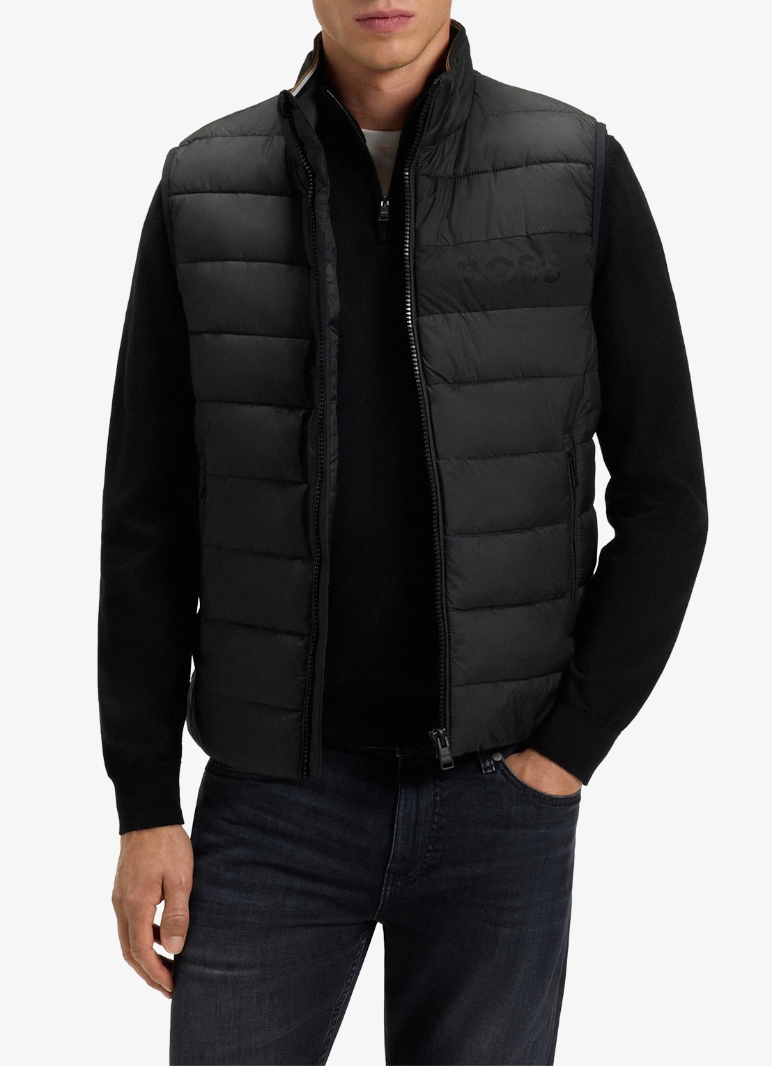 BOSS  H-Cenito gewatteerde bodywarmer met ritszakken - detail 4 zwart