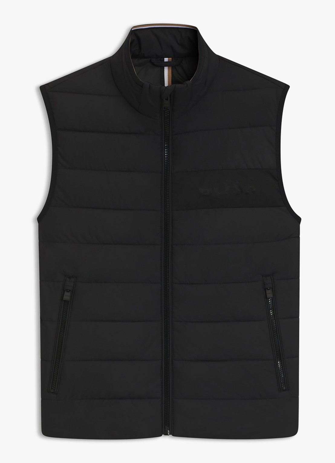 BOSS  H-Cenito gewatteerde bodywarmer met ritszakken - voorkant 2 zwart