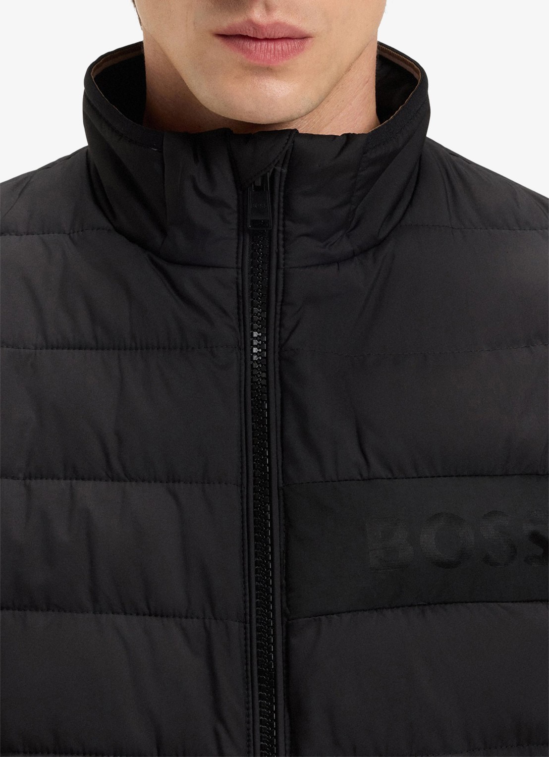 BOSS H-Cenitos gewatteerd jack met logoprint en ritszakken - detail 4 zwart