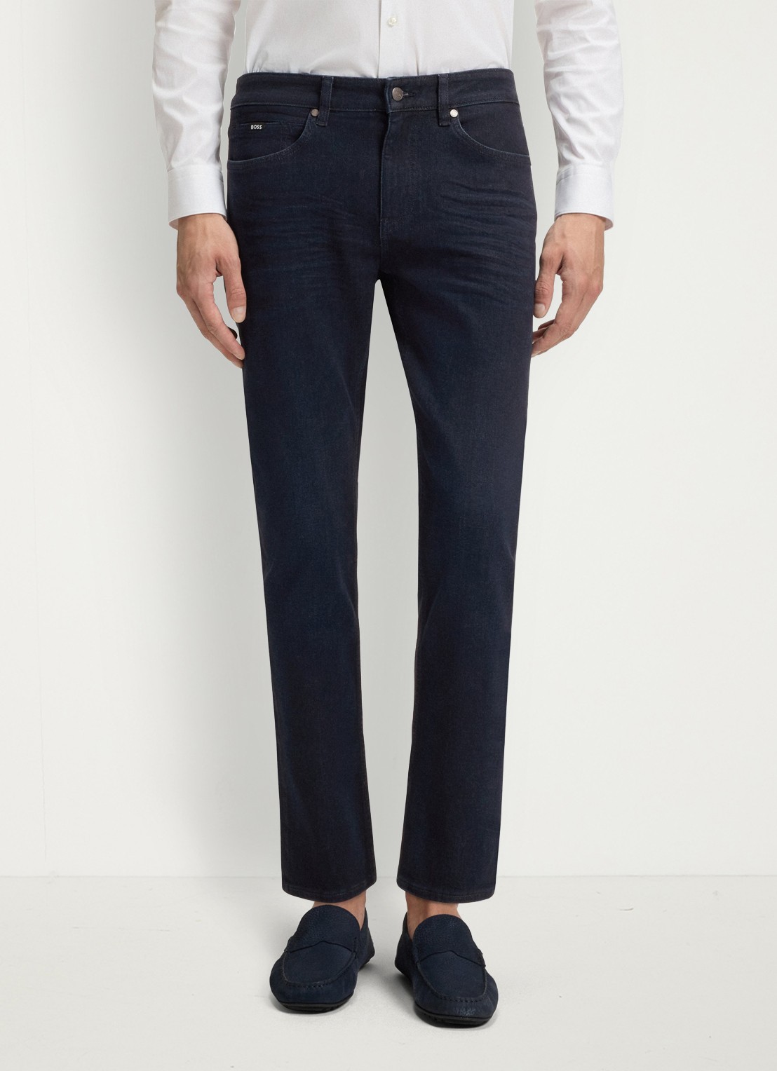 BOSS H-Delaware slim fit jeans met donkere wassing en steekzakken - detail 3 indigo