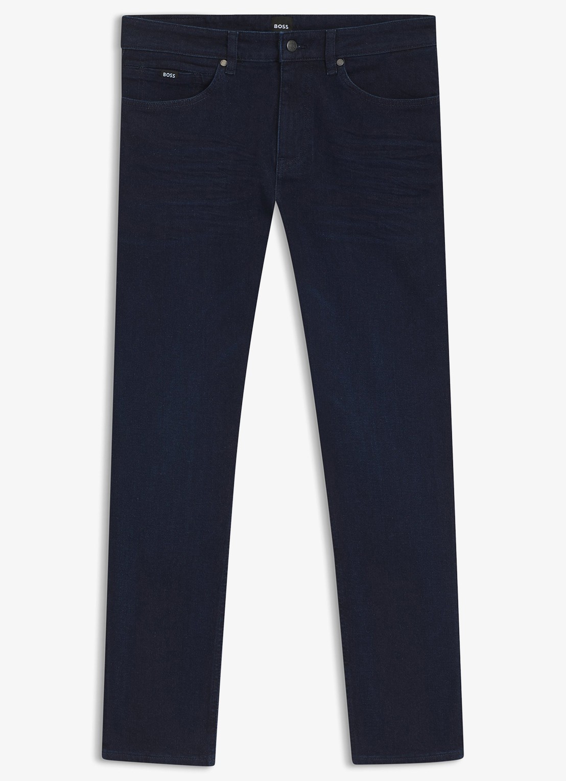 BOSS H-Delaware slim fit jeans met donkere wassing en steekzakken - voorkant indigo