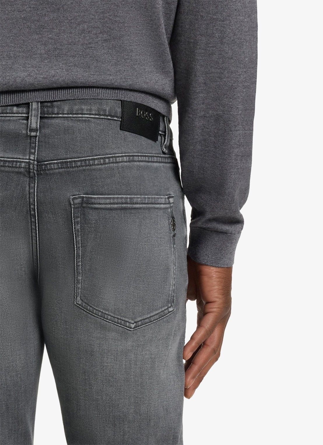 BOSS H-Delaware slim fit jeans met gekleurde wassing - detail 6 donkergrijs
