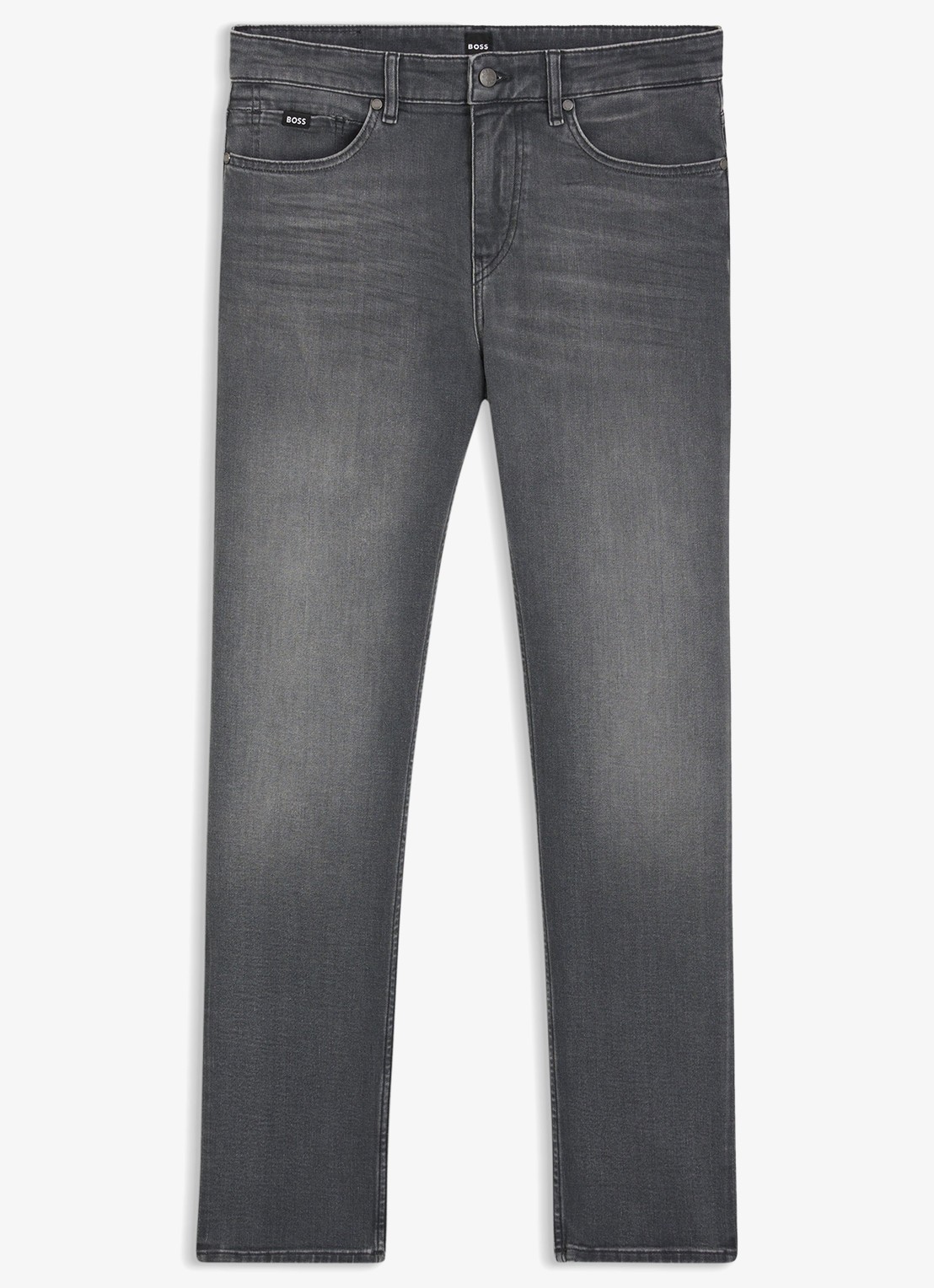 BOSS H-Delaware slim fit jeans met gekleurde wassing - voorkant donkergrijs