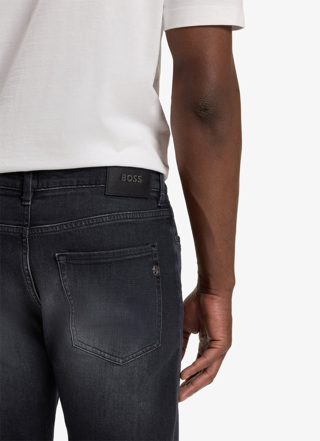 BOSS H-Delaware slim fit jeans met gekleurde wassing - detail 6 antraciet