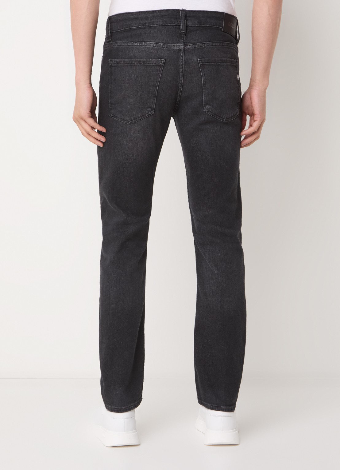 BOSS H-Delaware slim fit jeans met gekleurde wassing - achterkant donkergrijs