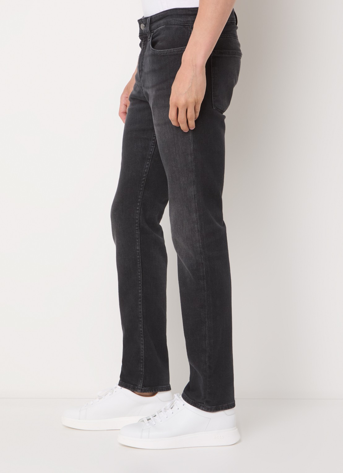 BOSS H-Delaware slim fit jeans met gekleurde wassing - detail 3 donkergrijs